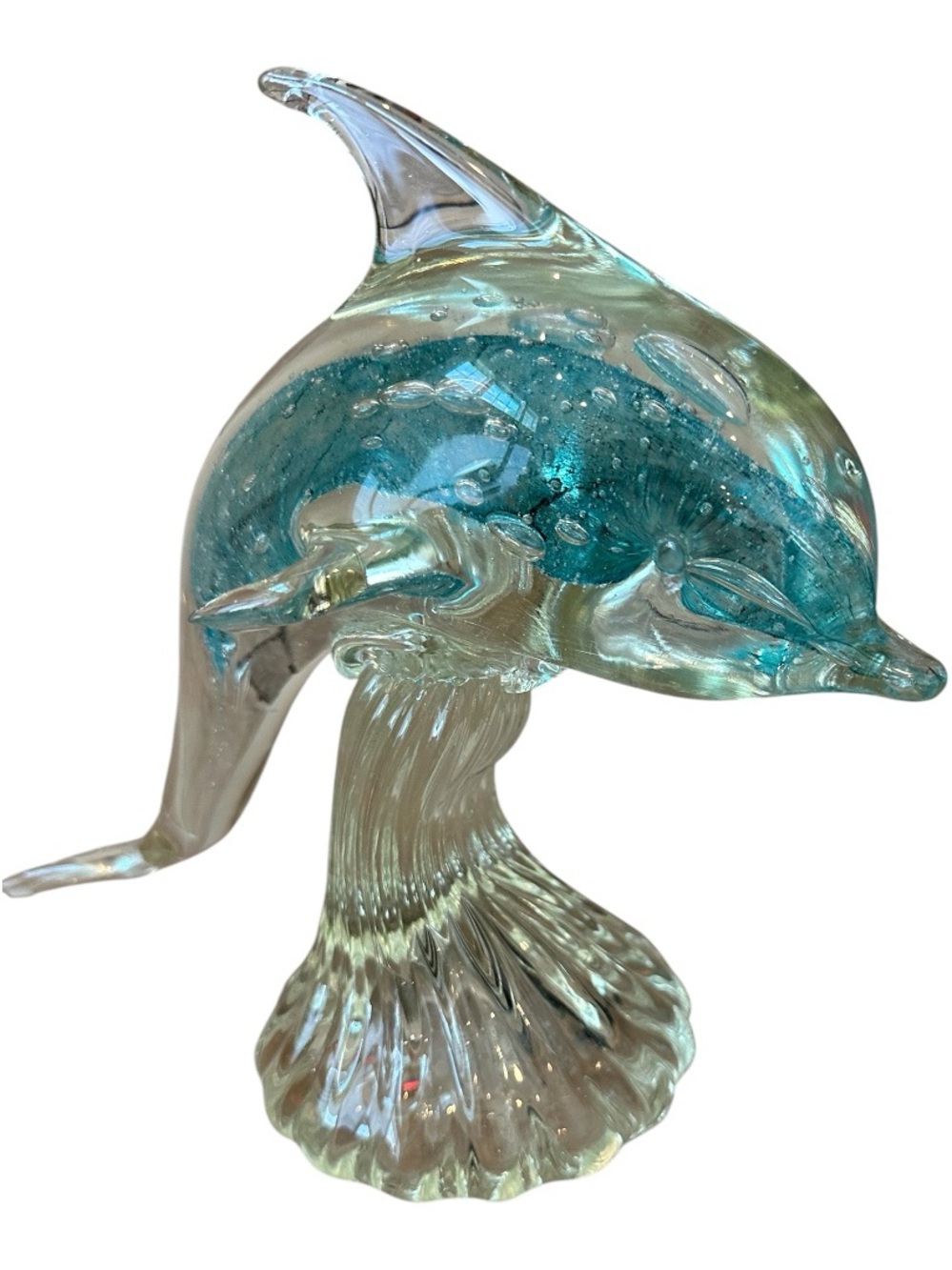 Vintage Divine Inspirations Art Glass Dolphin Sculpture